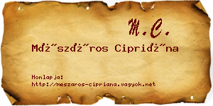 Mészáros Cipriána névjegykártya